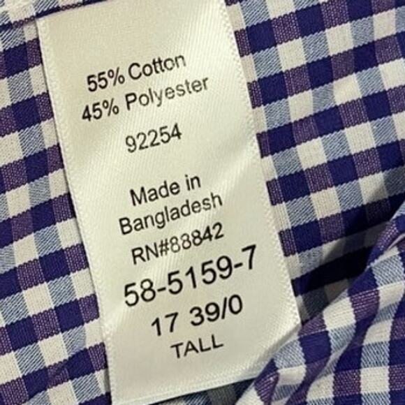 KS Signature Men's Long Sleeves Plaid Shirt Button Up Size‎ 17 Tall New - Picture 9 of 12